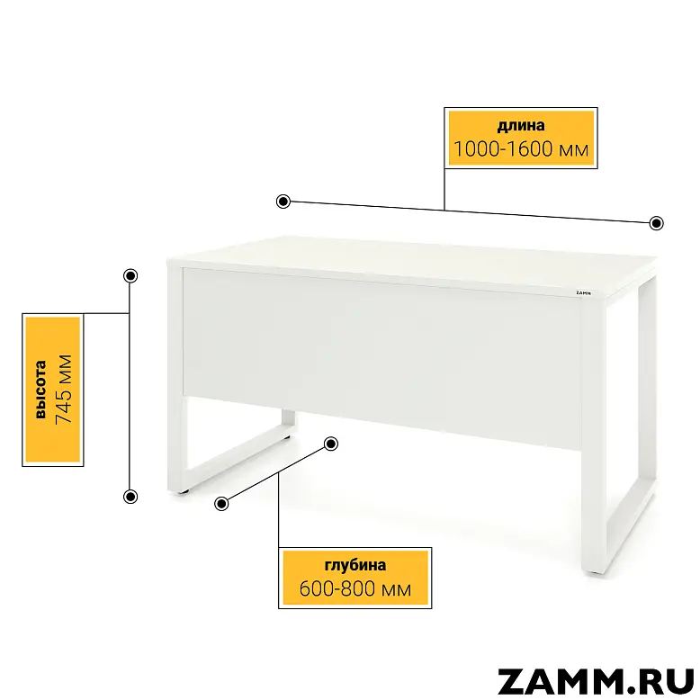 Стол Зета PRO с экраном ЛДСП (Тип 1) без аксессуаров Белый/Белый 2